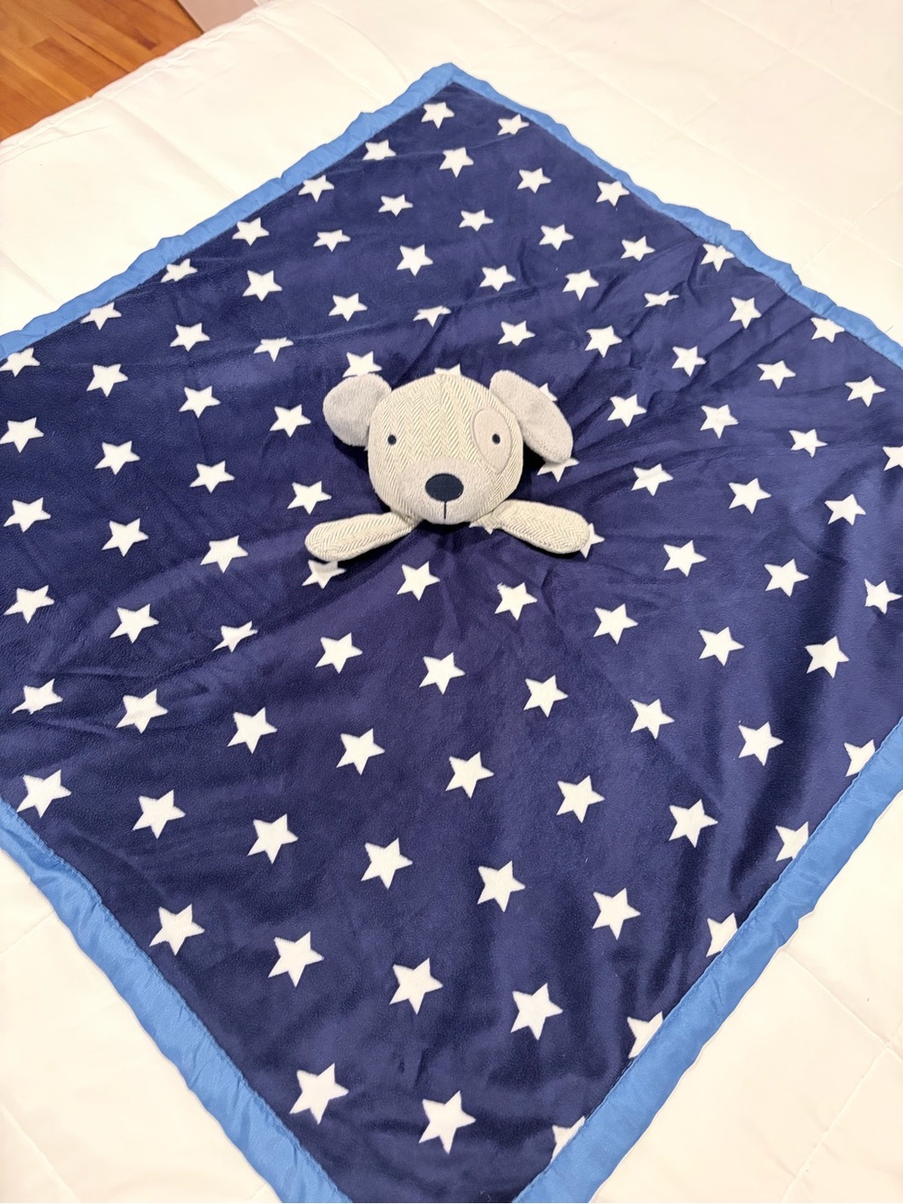 Cloud Island Puppy Dog Lovey Security Blanket Blue Stars 29”